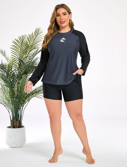Holiday Uniform Plus Size Two Piece Rash Guard Sets with Built in Bra