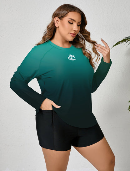 Holiday Uniform Plus Size Two Piece Rash Guard Sets with Built in Bra