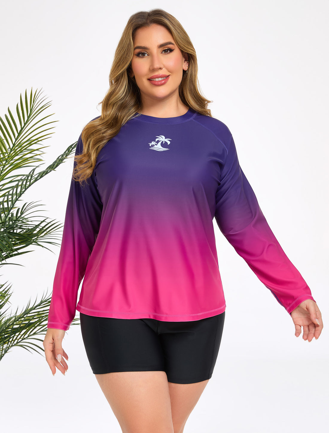 Holiday Uniform Plus Size Two Piece Rash Guard Sets with Built in Bra