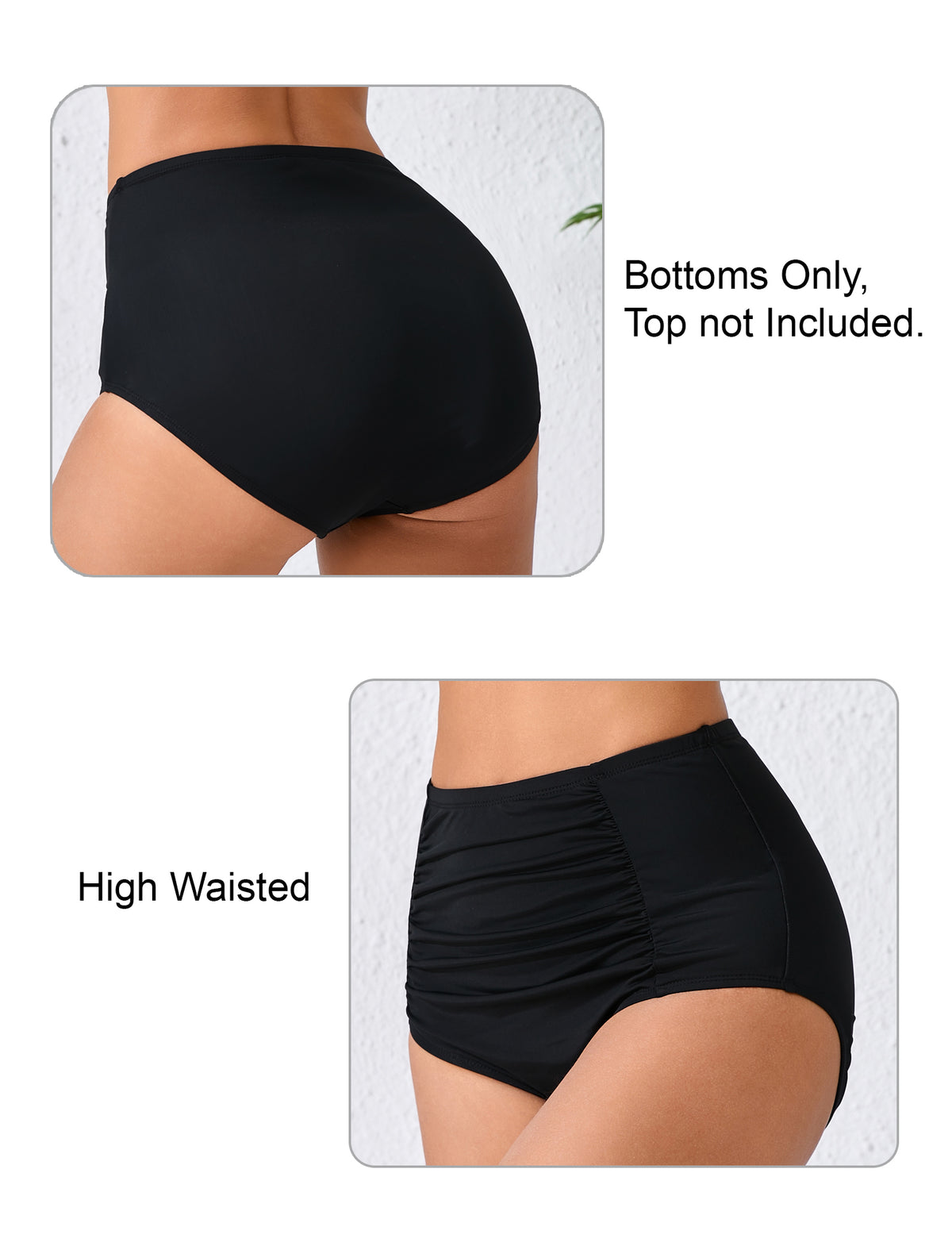 Summer Breeze High Waisted Ruched Bikini Swim Bottoms Only