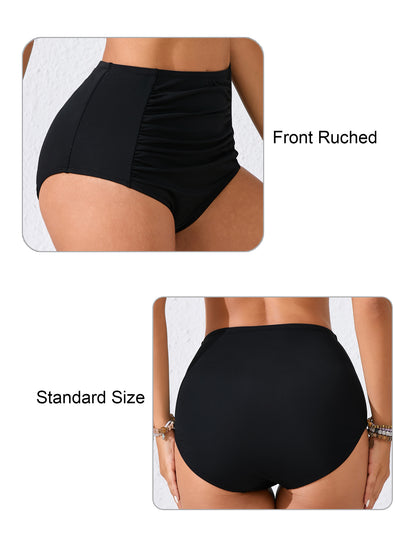 Summer Breeze High Waisted Ruched Bikini Swim Bottoms Only