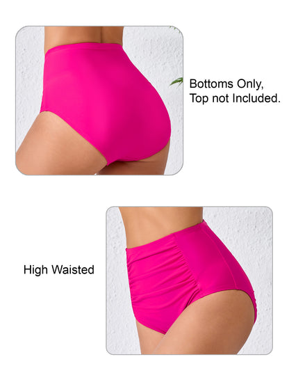 Summer Breeze High Waisted Ruched Bikini Swim Bottoms Only