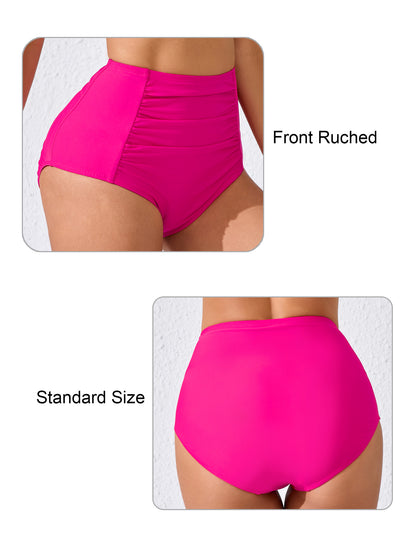 Summer Breeze High Waisted Ruched Bikini Swim Bottoms Only
