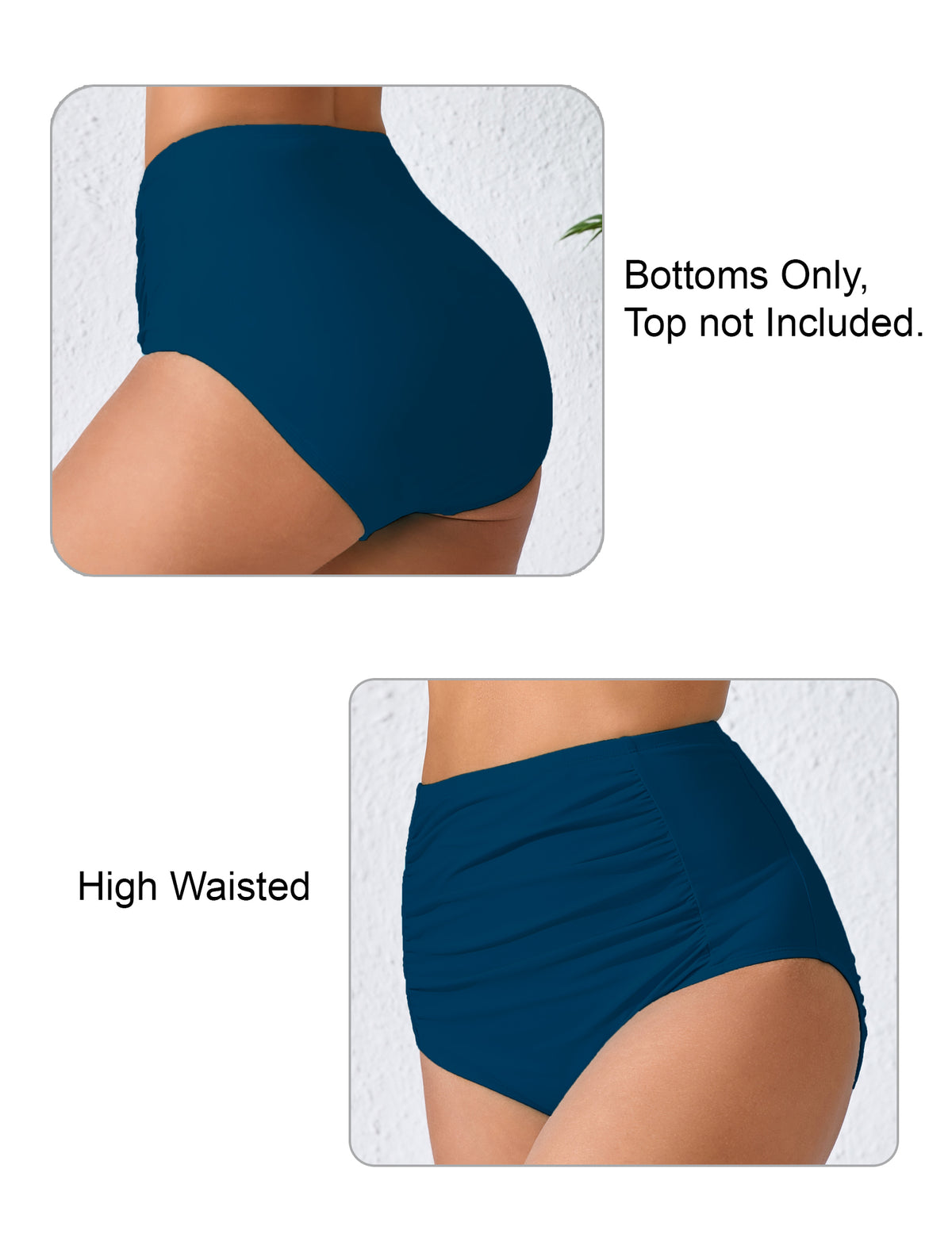 Summer Breeze High Waisted Ruched Bikini Swim Bottoms Only