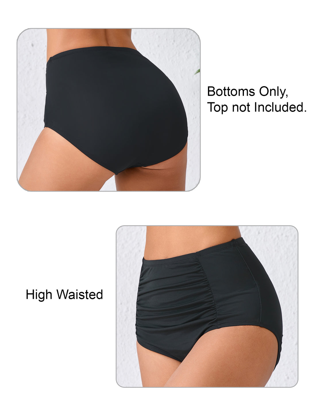 Summer Breeze High Waisted Ruched Bikini Swim Bottoms Only