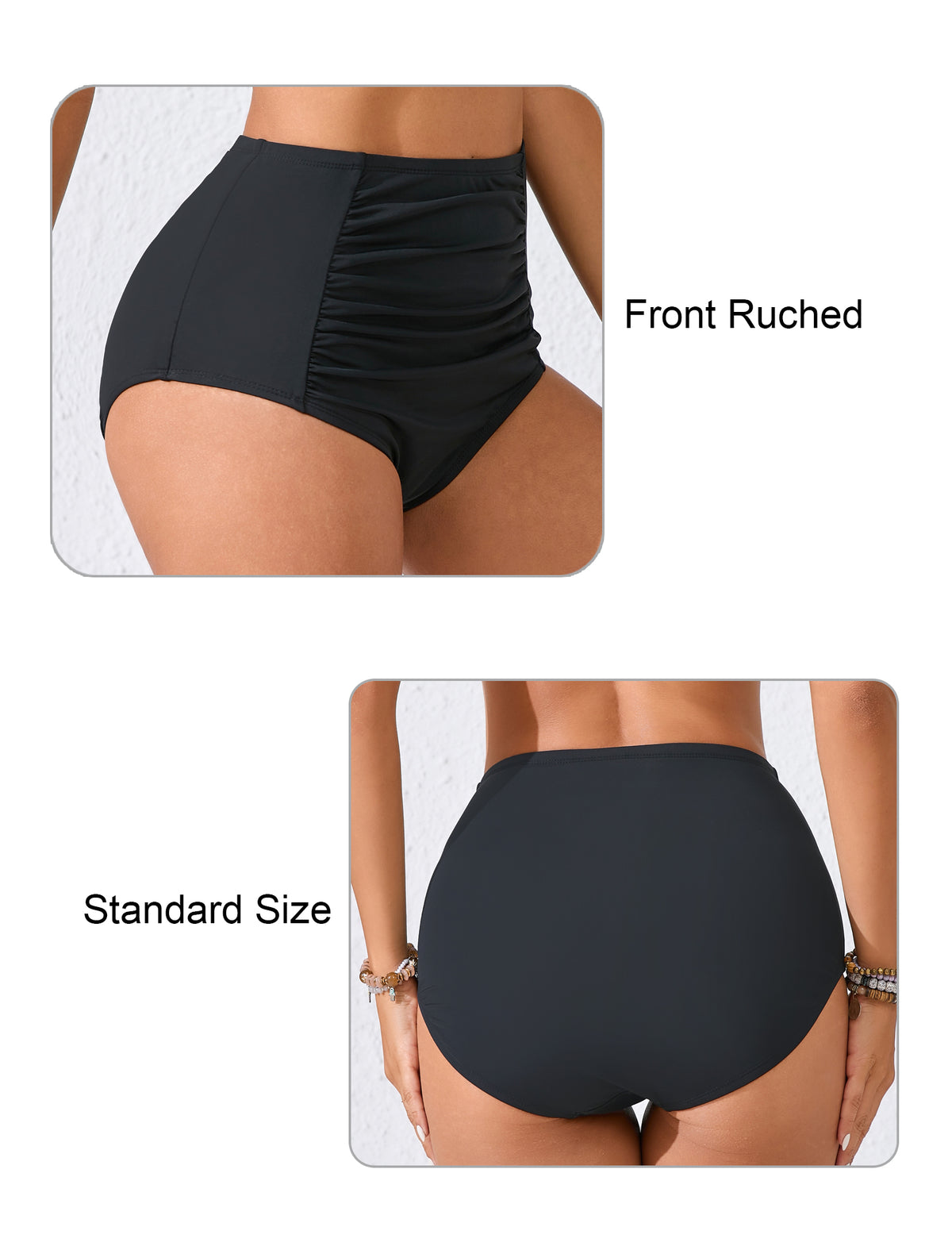 Summer Breeze High Waisted Ruched Bikini Swim Bottoms Only