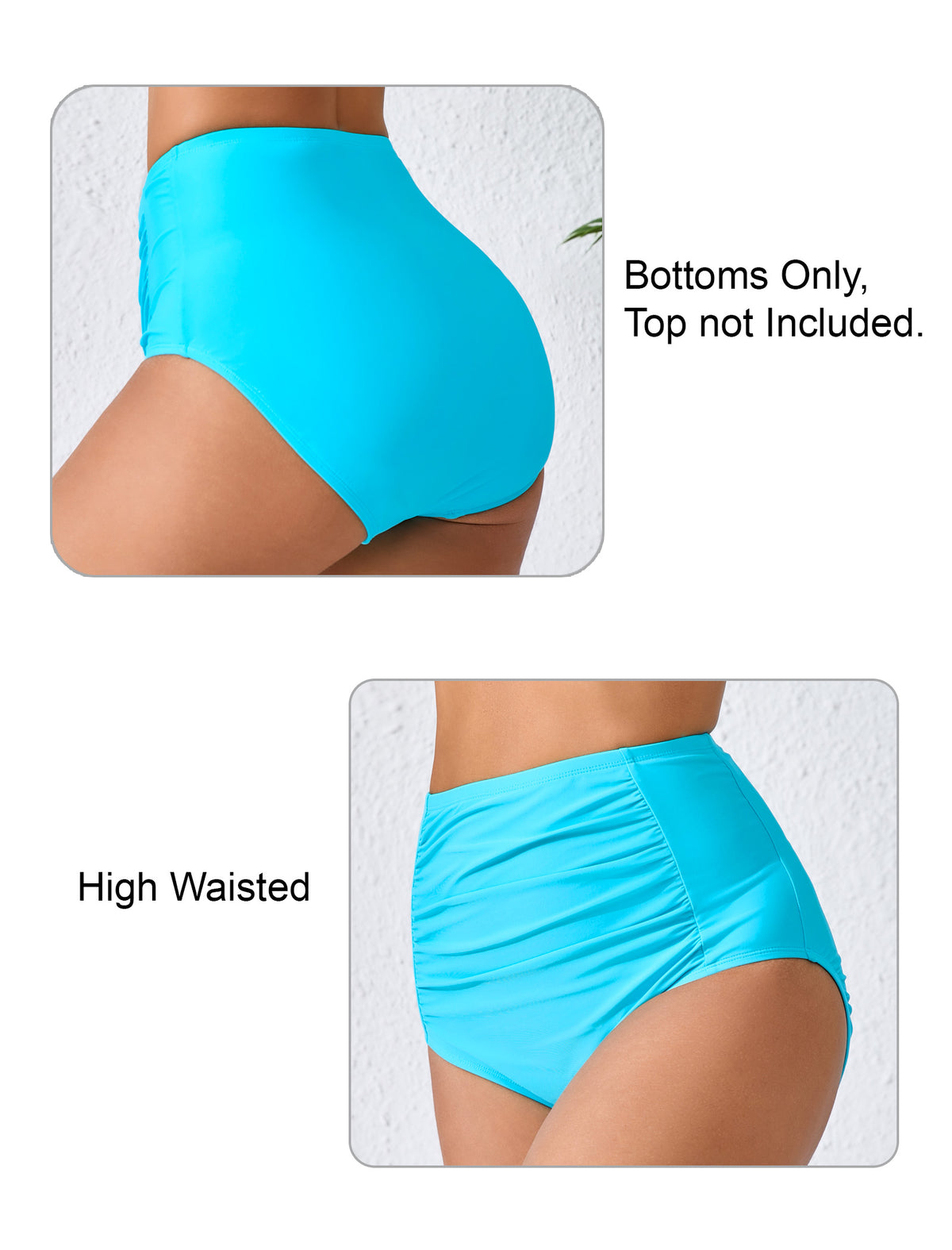 Summer Breeze High Waisted Ruched Bikini Swim Bottoms Only