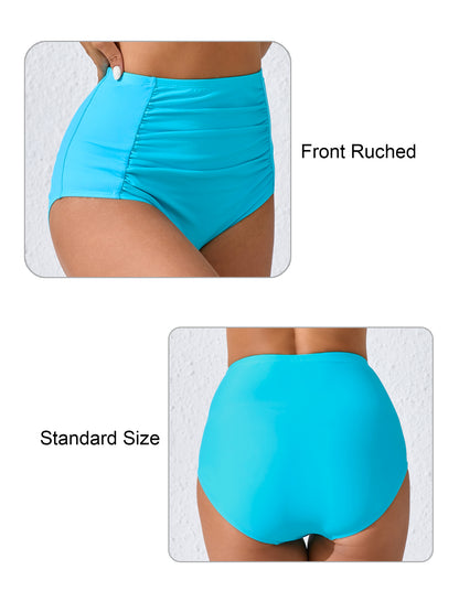Summer Breeze High Waisted Ruched Bikini Swim Bottoms Only