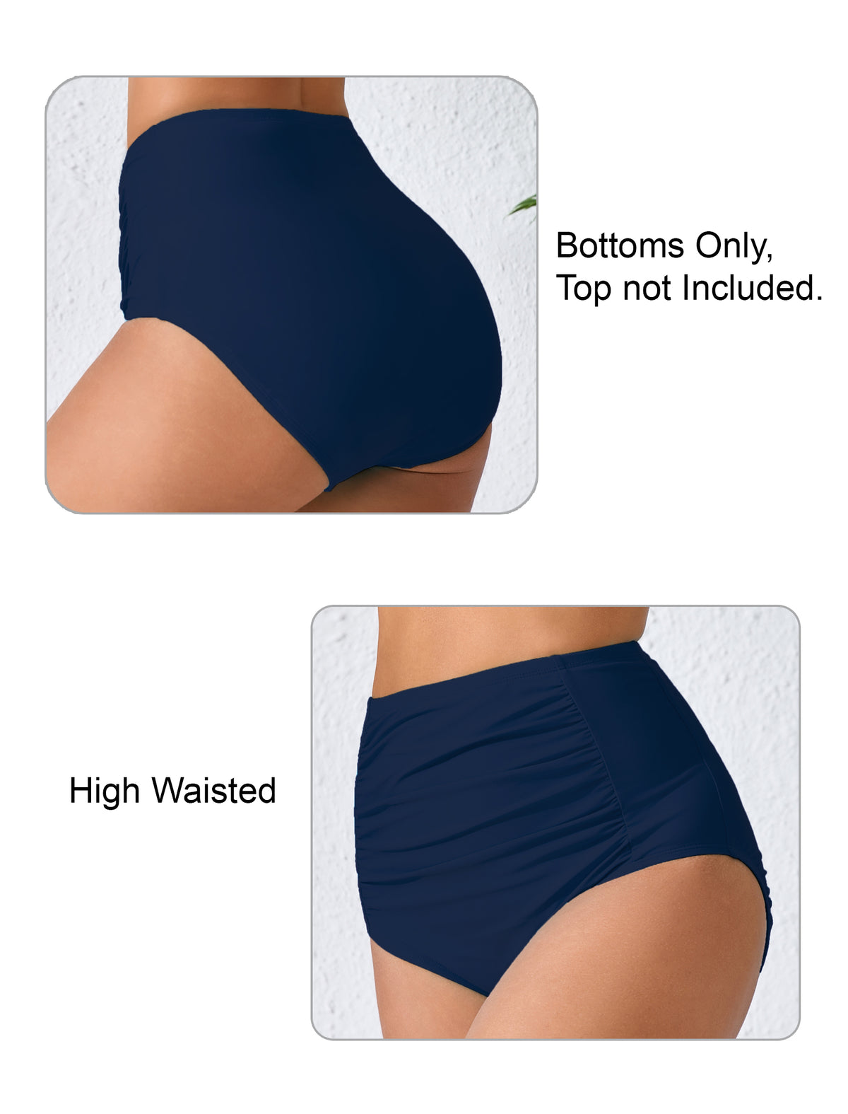 Summer Breeze High Waisted Ruched Bikini Swim Bottoms Only
