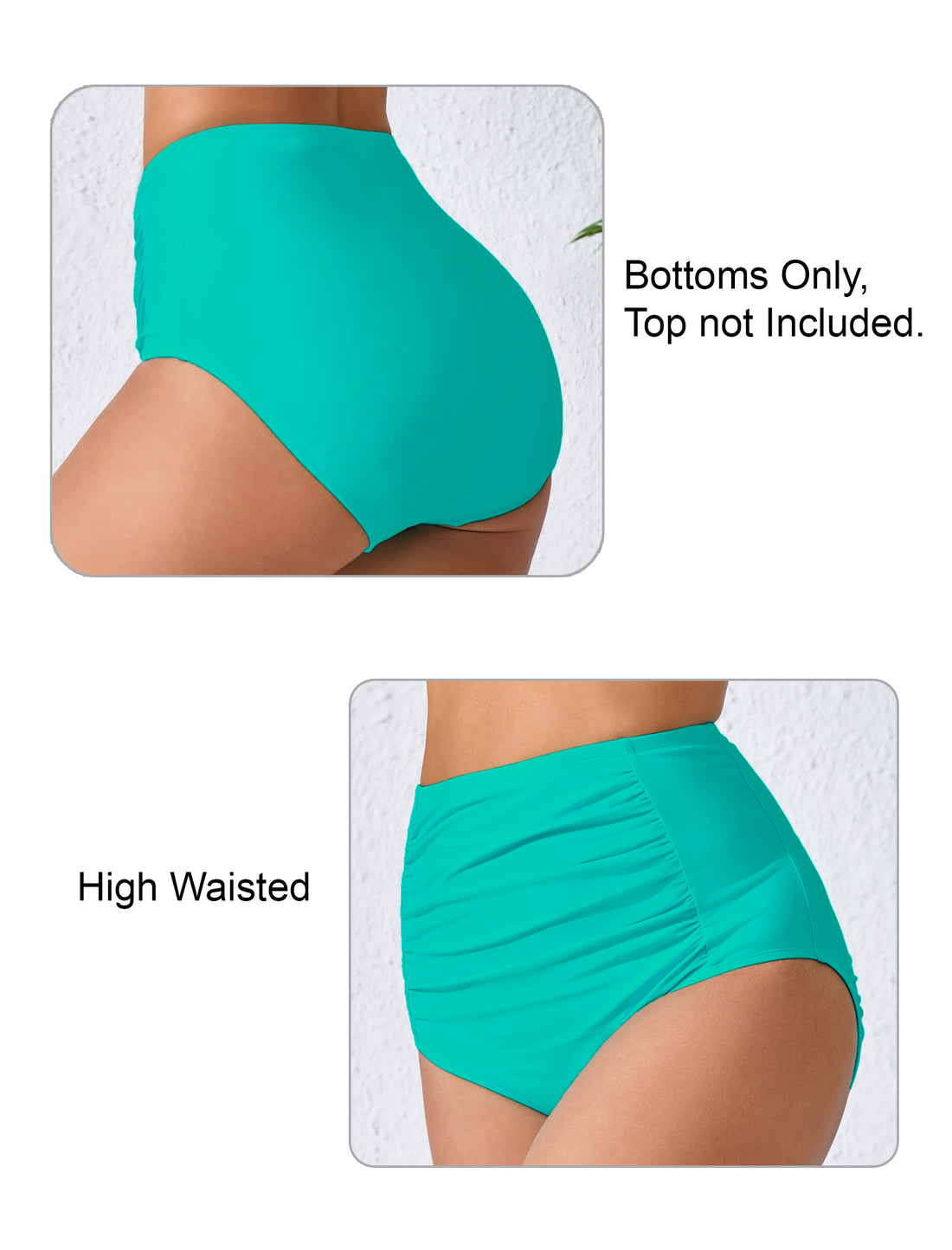 Summer Breeze High Waisted Ruched Bikini Swim Bottoms Only