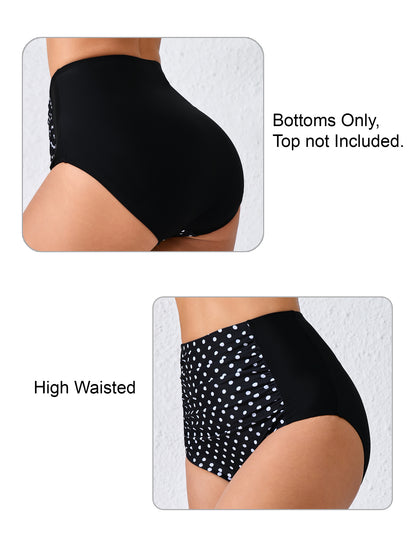 Summer Breeze High Waisted Ruched Bikini Swim Bottoms Only