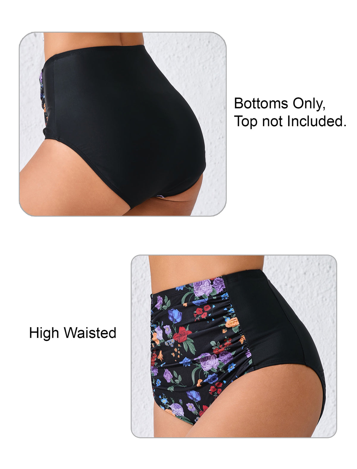 Summer Breeze High Waisted Ruched Bikini Swim Bottoms Only