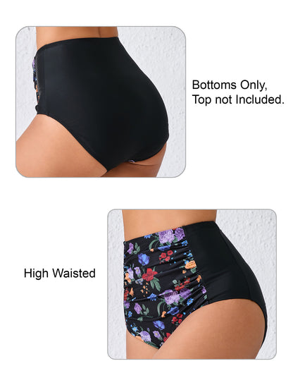 Summer Breeze High Waisted Ruched Bikini Swim Bottoms Only