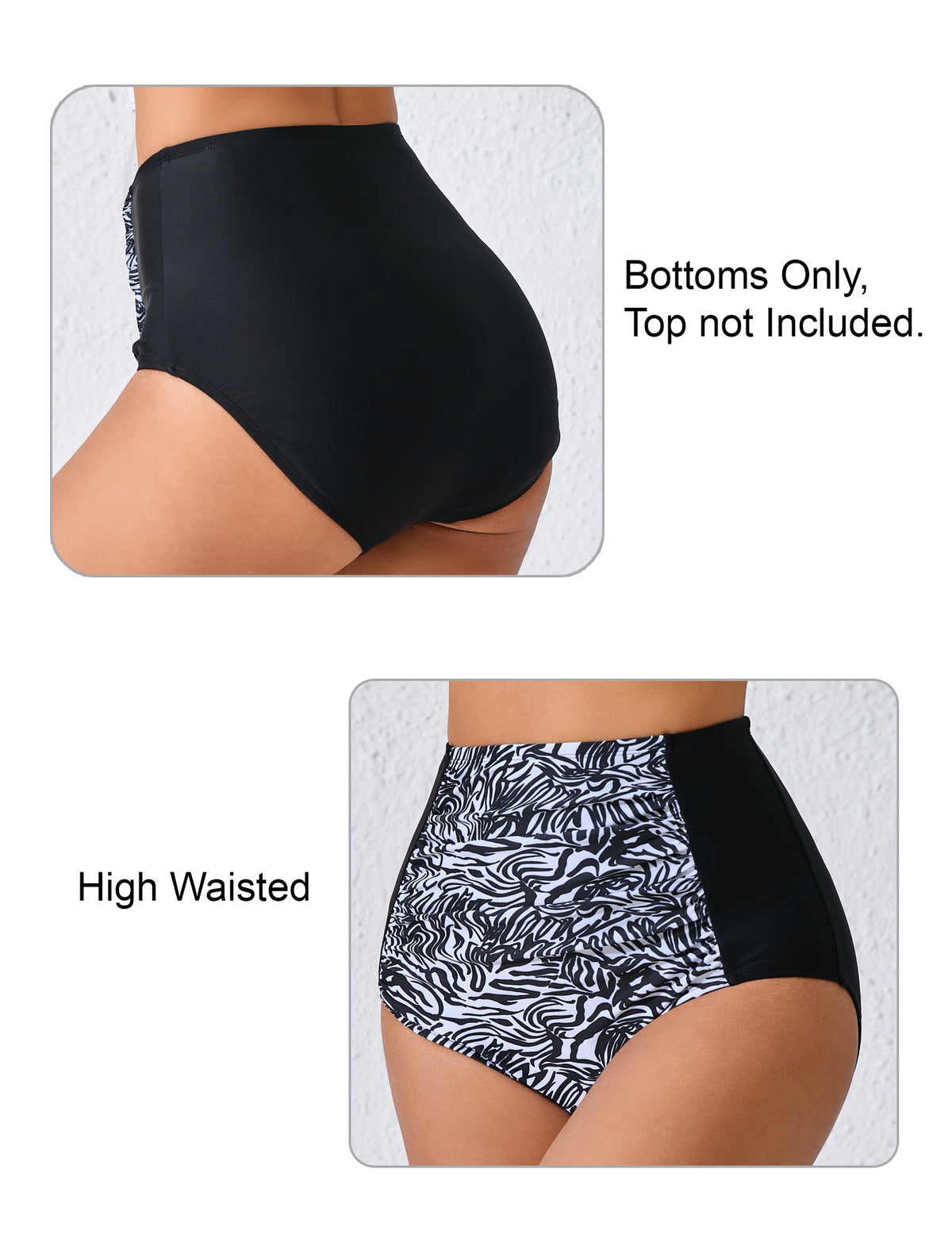 Summer Breeze High Waisted Ruched Bikini Swim Bottoms Only
