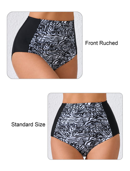 Summer Breeze High Waisted Ruched Bikini Swim Bottoms Only