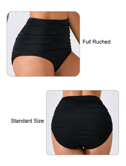 Effortless Shoreline High Waisted Ruched Bikini Swim Bottoms