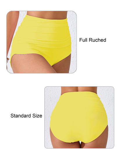 Effortless Shoreline High Waisted Ruched Bikini Swim Bottoms