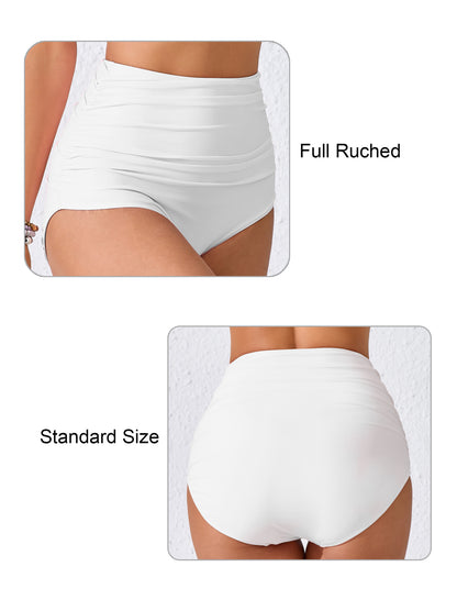 Effortless Shoreline High Waisted Ruched Bikini Swim Bottoms