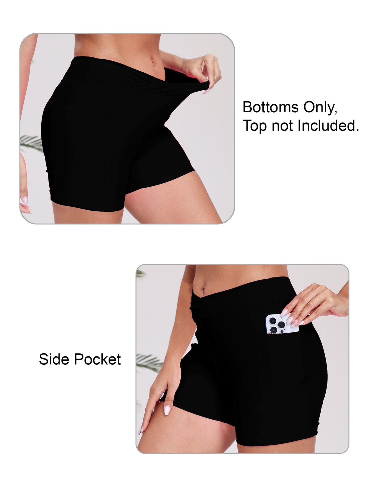 Summer Bliss High Waisted Swim Board Shorts with Pockets