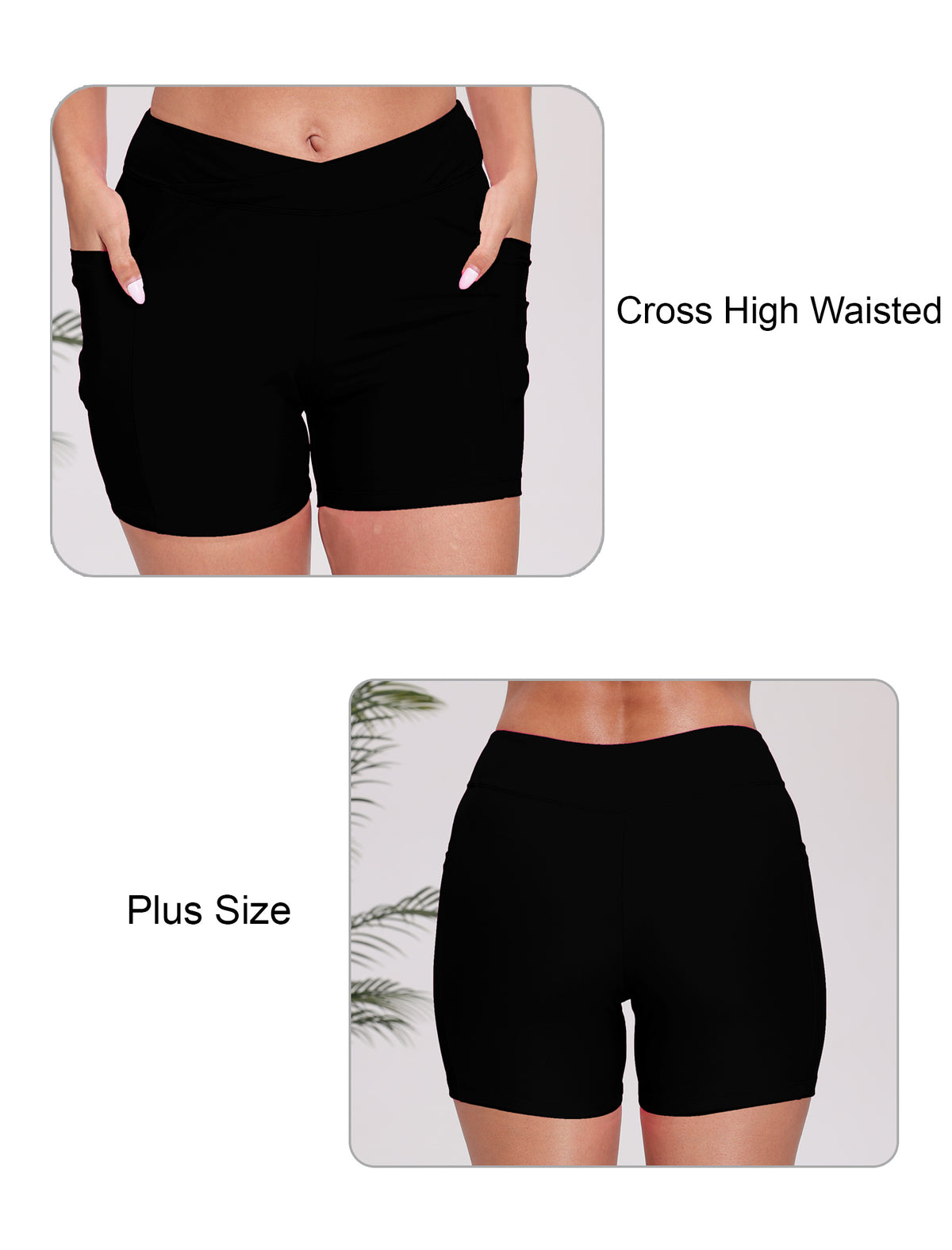 Summer Bliss Plus Size High Waisted Swim Board Shorts with Pockets
