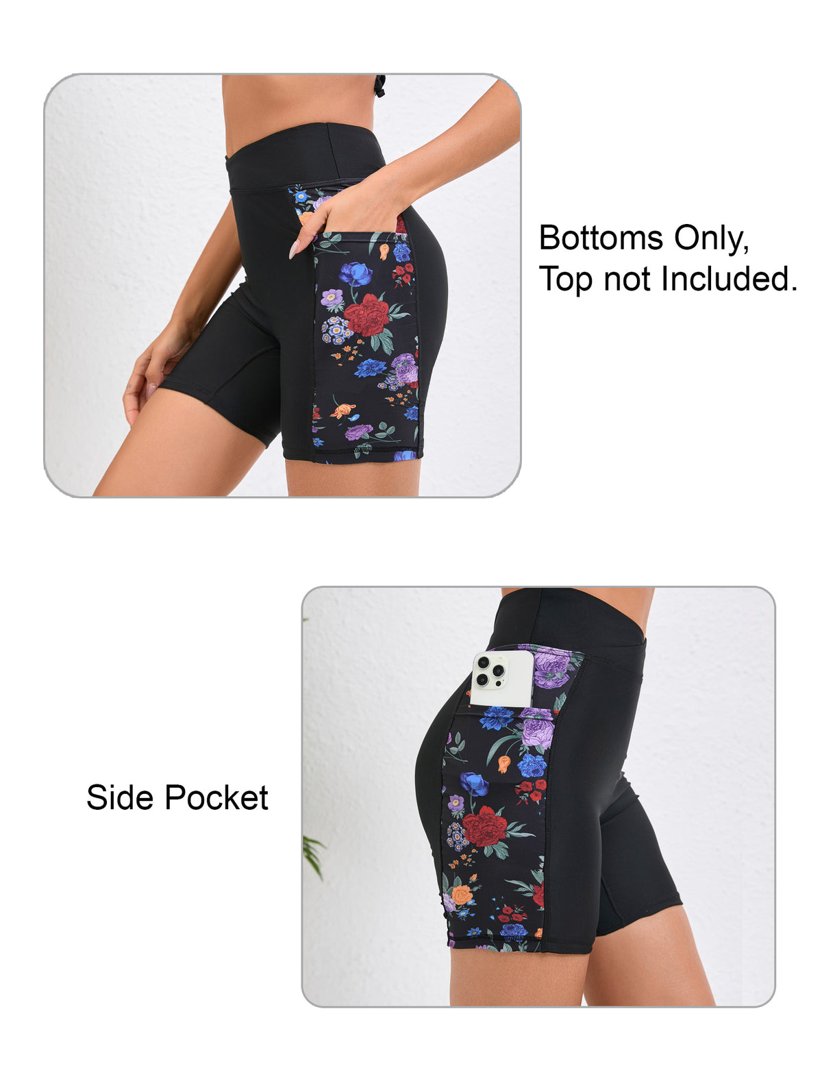 Summer Bliss Plus Size High Waisted Swim Board Shorts with Pockets